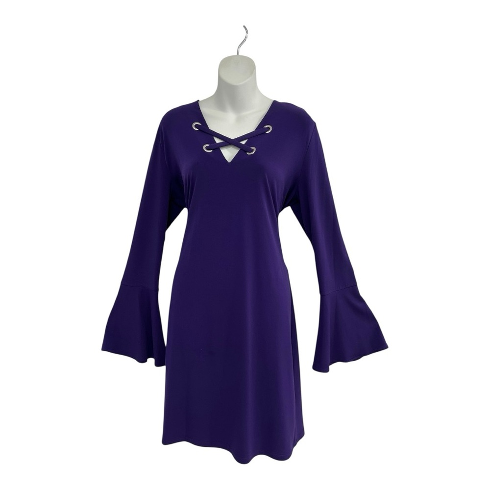 Michael Michael Kors Deep Purple Long Sleeve Dress with Flare in Size XL
